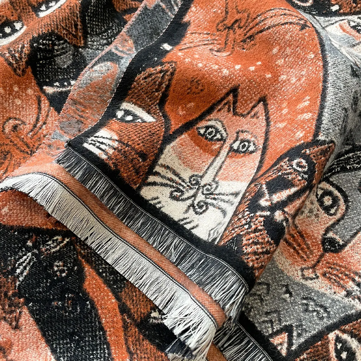 Damen High-End-Katzen-Design, Herbst-Winter, doppelseitiger Jacquard, Premium-Schals aus Kaschmirimitat, verdickter großer Schal – Detail 8