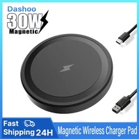 30W Desktop Magnetic Wireless Charger Pad Type C For Magsafe iPhone 17 16 15 14 13 12 Pro Max Magnet Fast Charging Phone Stand