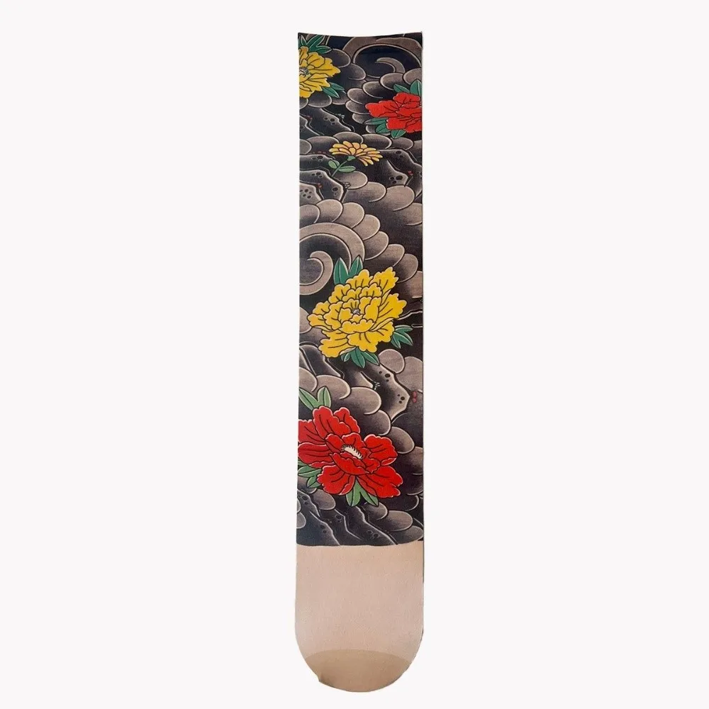 Snake Japanese Style Full Leg Tattoo Socks Elastic Breathable Fake Tattoo Socking Seamless Thin Sun-proof Socks Fishing
