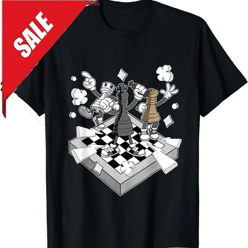 T-shirt de joueur de chèques, figurines de combat d'échecs rétro