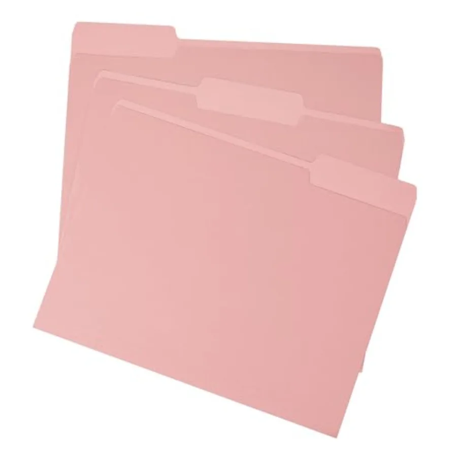 

Pink File Folders with Tabs Colored File Folders, 1/3 Cut Top Tabs, Letter Size, Durable 11pt Paper, Two Tone, Assorted Colors,
