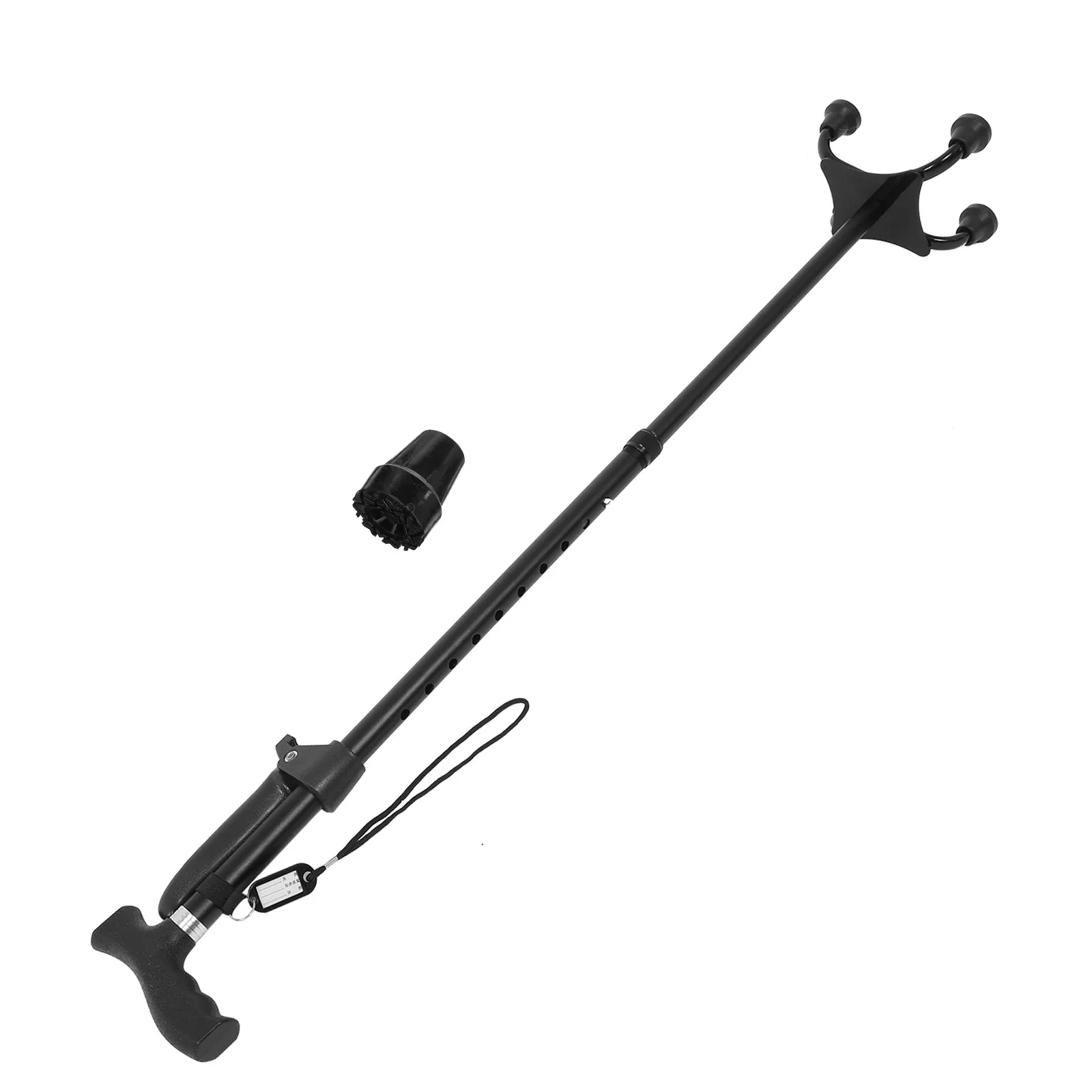 1Set Portable Adjustable Walking Cane for Seniors Lightweight Foldable Telescopic Elderly Walking Stick Anti Slip Base Travel