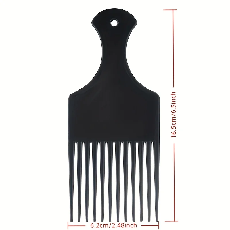 2pcs/pack Professional Barber Hair Styling Afro Comb Plastic Handle Metal Tooth Hairdressing Curly Hair Pick Tools For Black Man