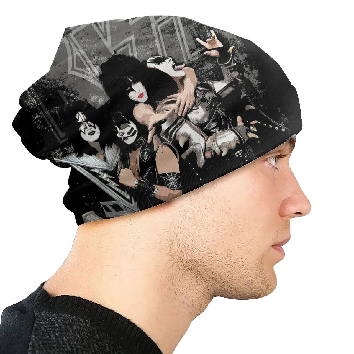 Kiss Rock Band Unisex Bonnet Winter Cycling Double Layer Thin Hats For Men Women