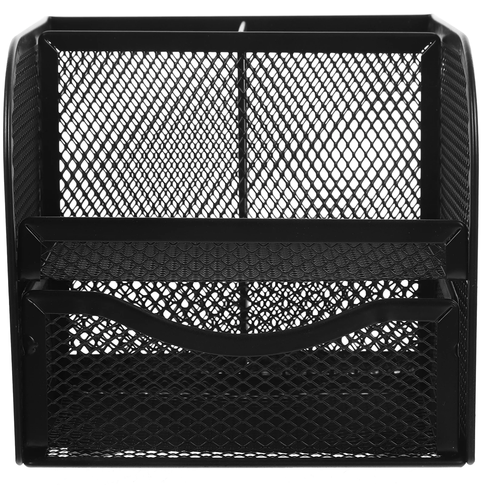 เหล็กผู้ถือปากกาสํานักงานสําหรับโต๊ะตะกร้าเดสก์ท็อปอุปกรณ์เสริม Penholder โลหะตาข่ายถ้วย Organizer