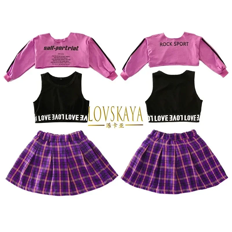 

jazz dance clothing girls street dance short skirt set performance children hip-hop clothing