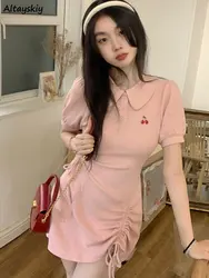 Mini Dress Women Korean Style Fashion Sheath Shirring Hotsweet Vestido Feminino Summer Daily Tender Casual Basic Popular Classic