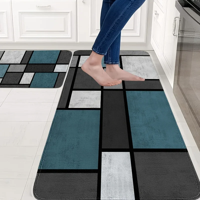 Geometric Graphic Splicing Kitchen Mat Decor Welcome Doormat Anti-slip Hallway Balcony Laundry Rooms Rugs Bathroom Foot Pad