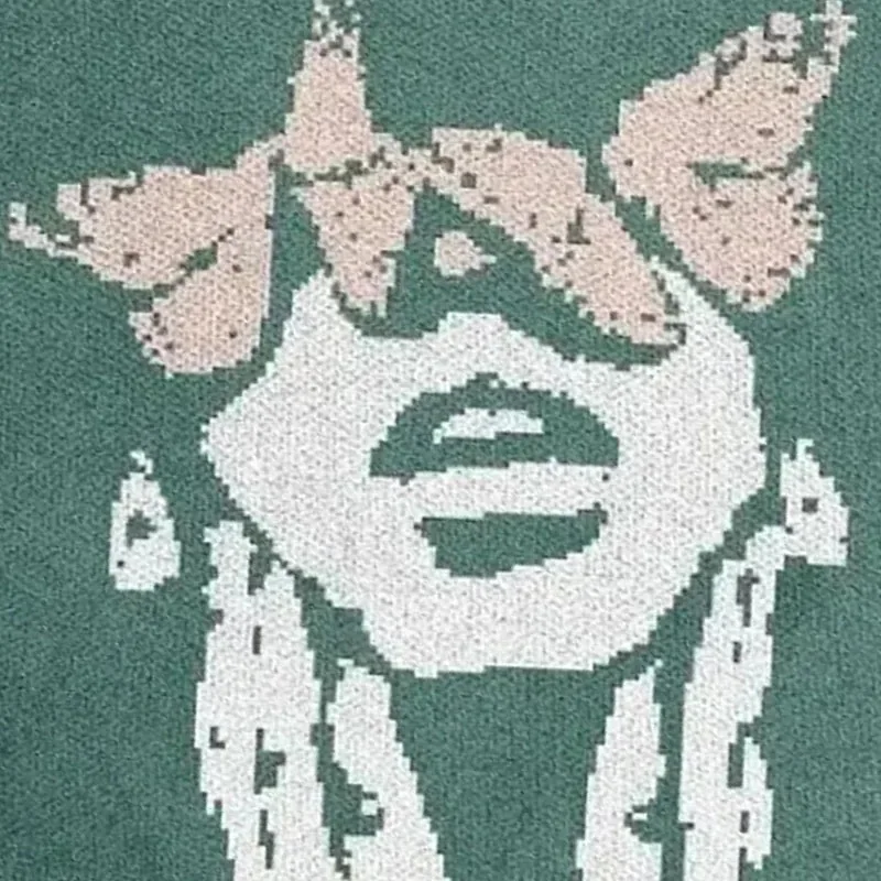 

Gothic portrait printed hoodie, winter sweater, knitted sweater, hip-hop high street round neck loose sweater