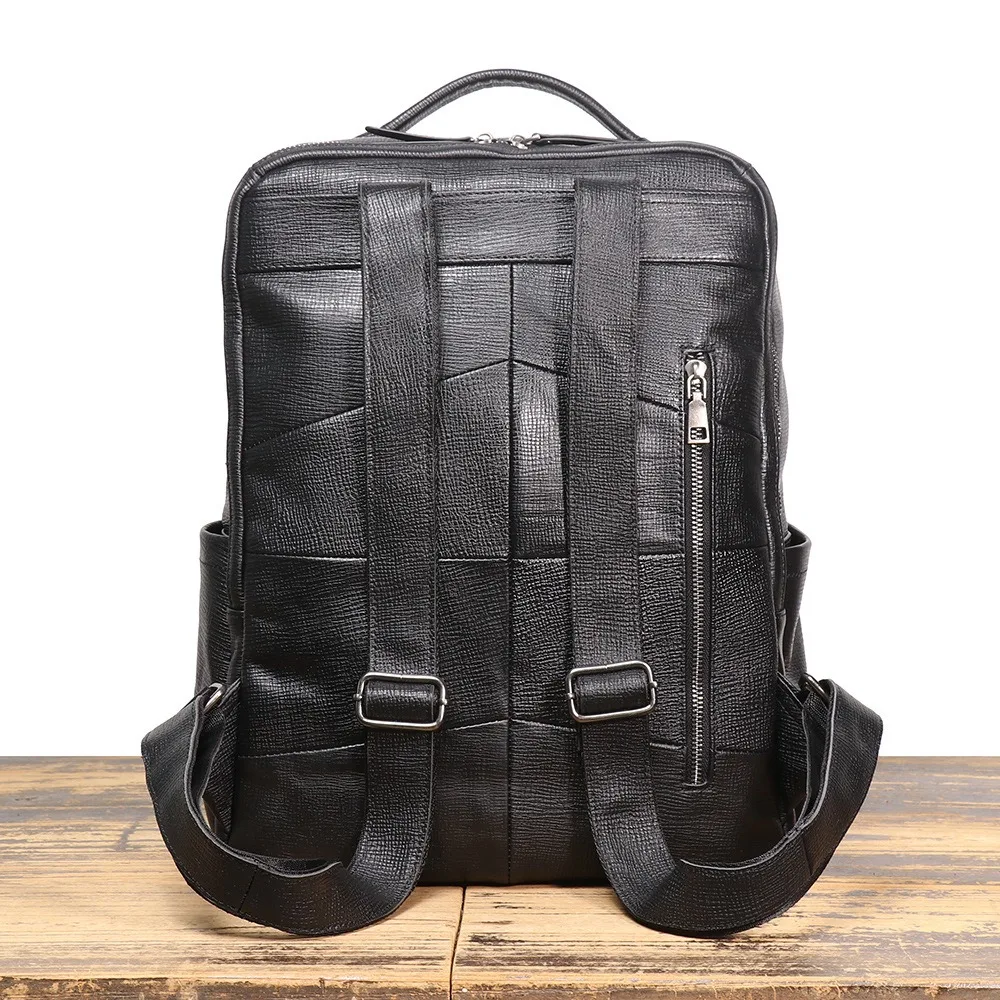 Nesitu 高品質 A4 黒牛革トップグレイン本革 15.6 14 ''ラップトップ女性男性バックパックトラベルバッグ M1310