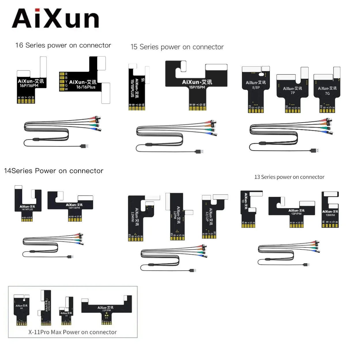 

AIXUN P3208 P2408S Boot-up Power Supply Test Line FOR IPhone 7-16ProMax Mobile Phone Batery Motherboard One-click Booting Repair