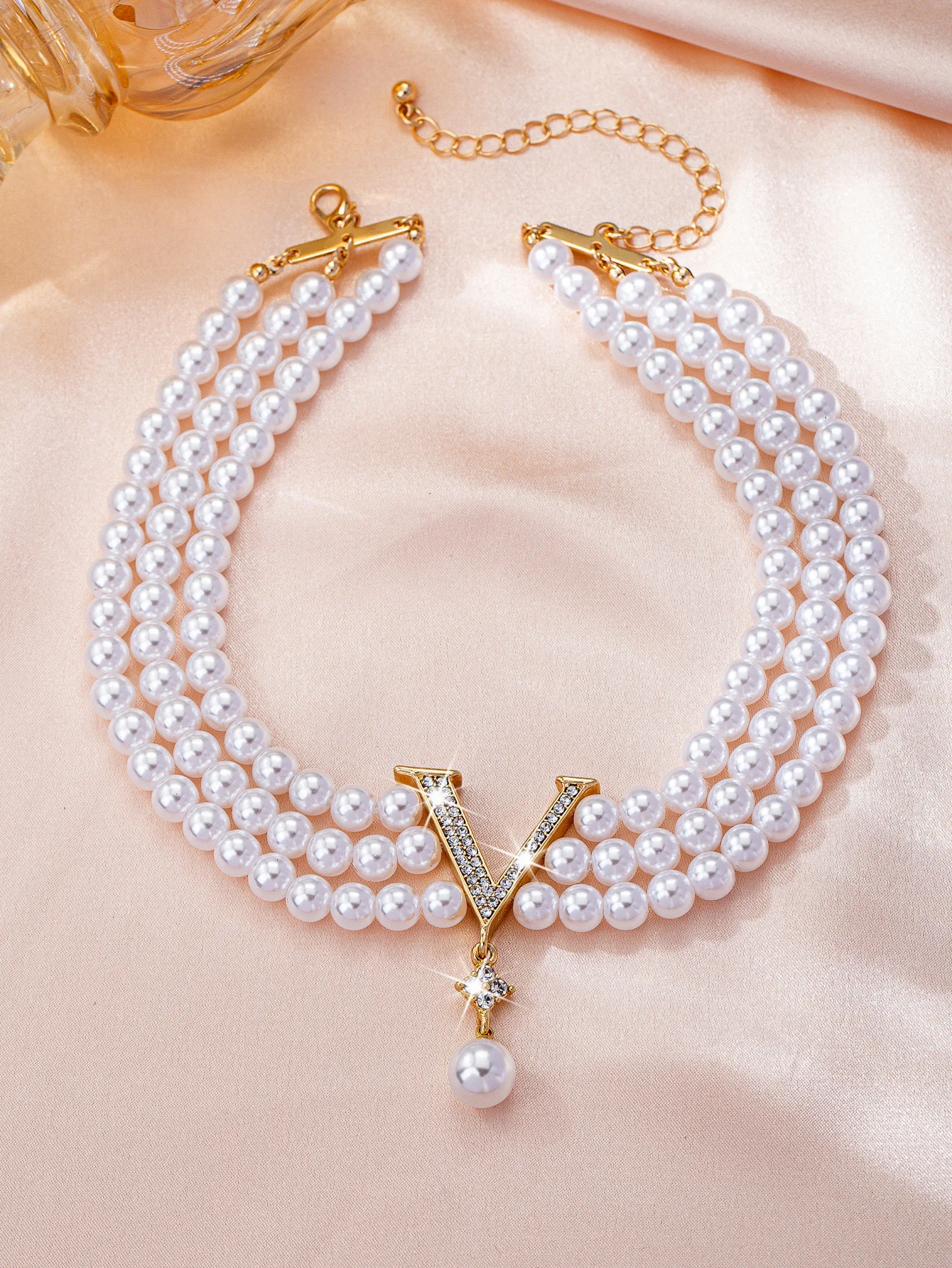 Elegante Sommer-Luxus-High-End-Damenschmuck-Halskette mit Imitationsperle – Detail 2
