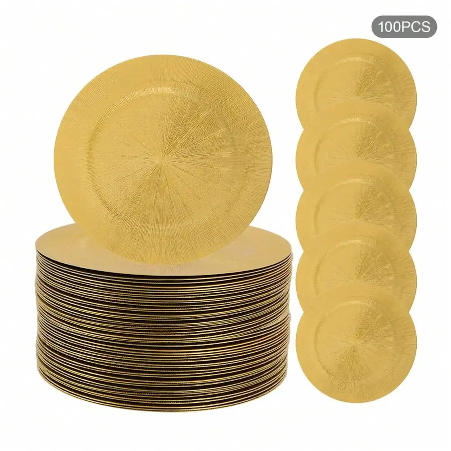 100Pcs Modern Plates Bulk, Dinnerware 13'' Dinner Plate Chargers Round Plates For Wedding Decorative Chargers For Table Dinner K