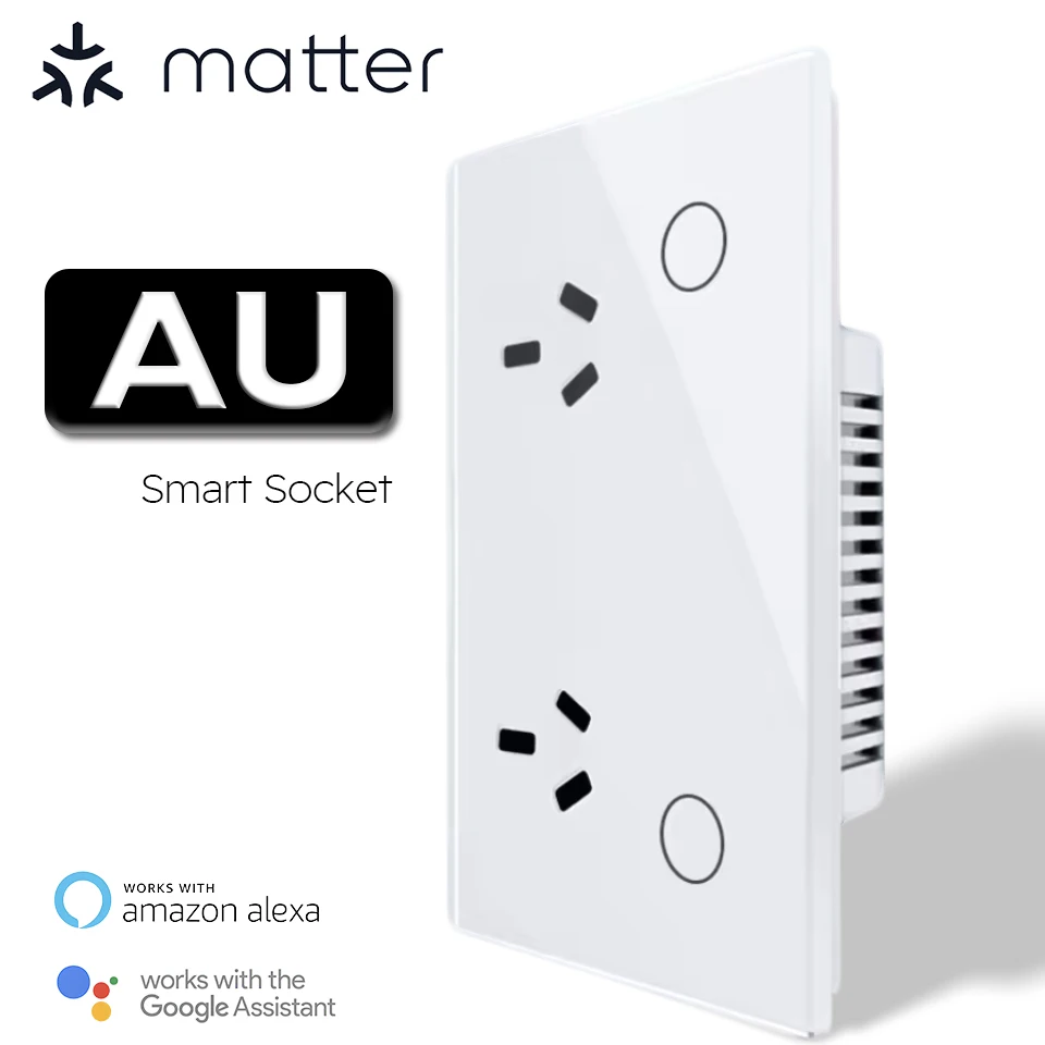 Matter Smart Steckdose 120 Typ AU Steckdose 16 A Power Touch Schalter Drahtlose Fernbedienung von Alexa Google Home