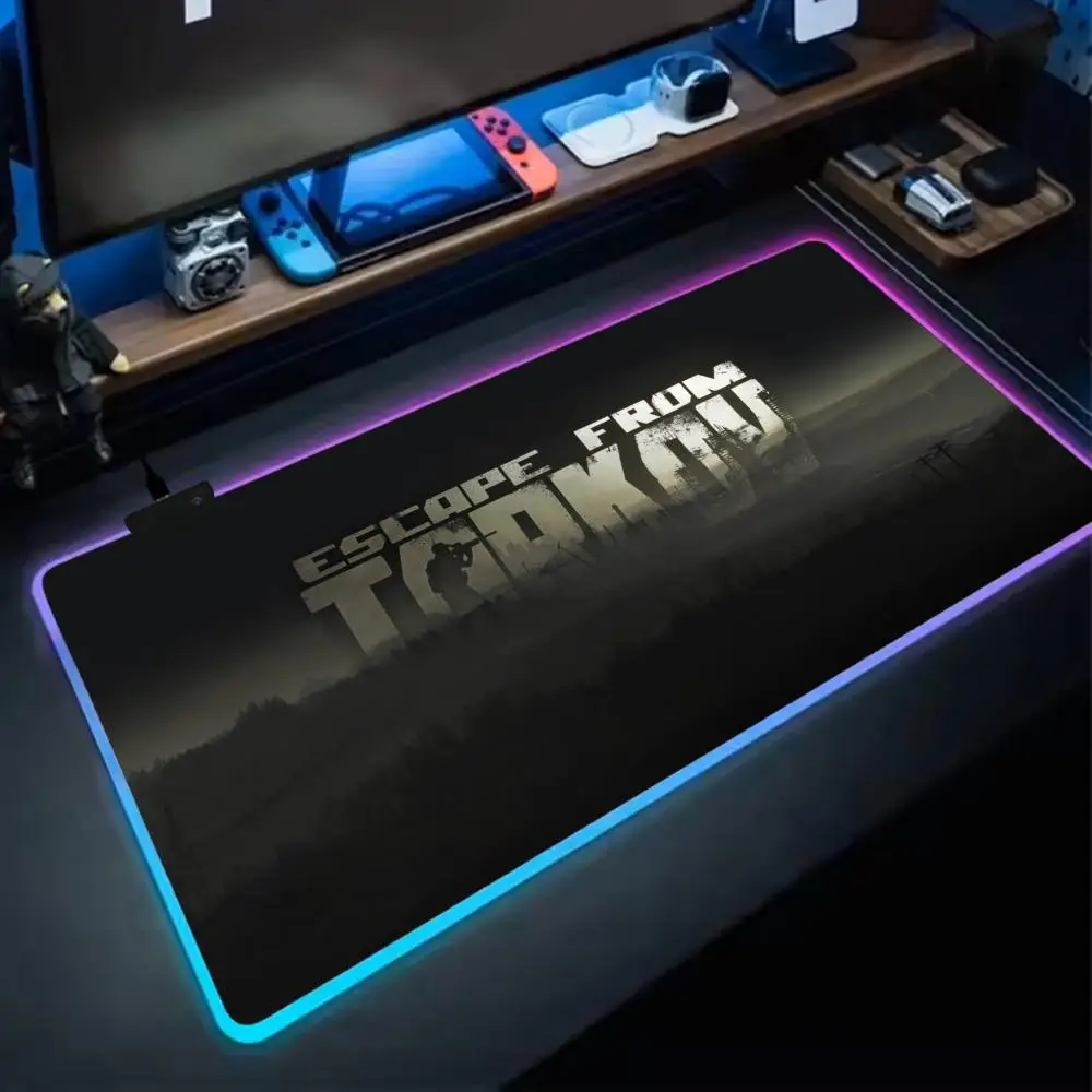 Gamer Escape from Tarkov Mouse Pad RGB Extra Large Mouse Pad for Gaming, Smooth Surface, Non-Slip, Customizable Lights