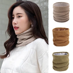 2023 New Knitted Plush Scarf Winter Warm Men Women Neck Scarves Double-layered Thick Fleece Collar Outdoor Windproof Scarves