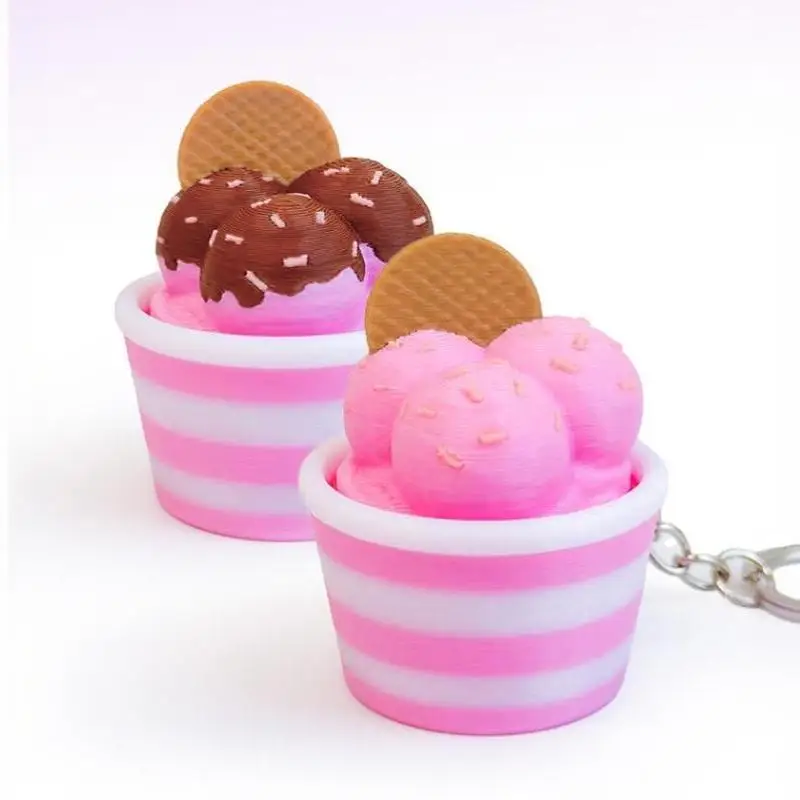 Mini Ice Cream Cup Fidget Press Toy 3D Printed Click Stress Relief Gadget for Long Car Rides Travel