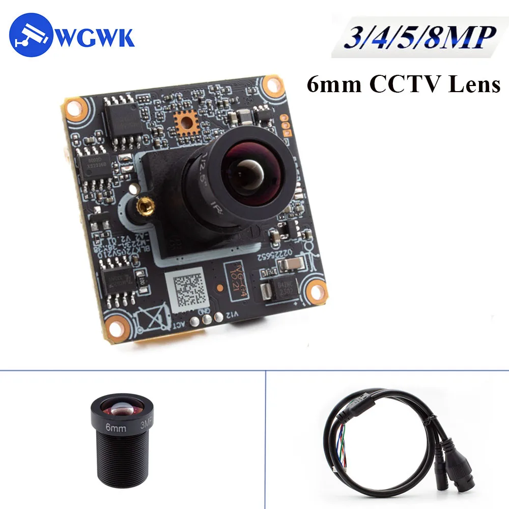 

WGWK 4K HD CMOS POE IP Mini Camera Module Fixed Focus 6mm Lens 3/4/5/8MP Webcam Surveillance Video Camera Board Face Detection