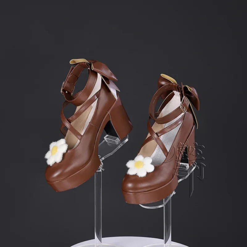 

ABC123Game Wuthering Waves CHISA Cosplay Brown Cafe Maid Lolita Shoes Women Anime Halloween Carnival Party Role 5,j'8.k/4\