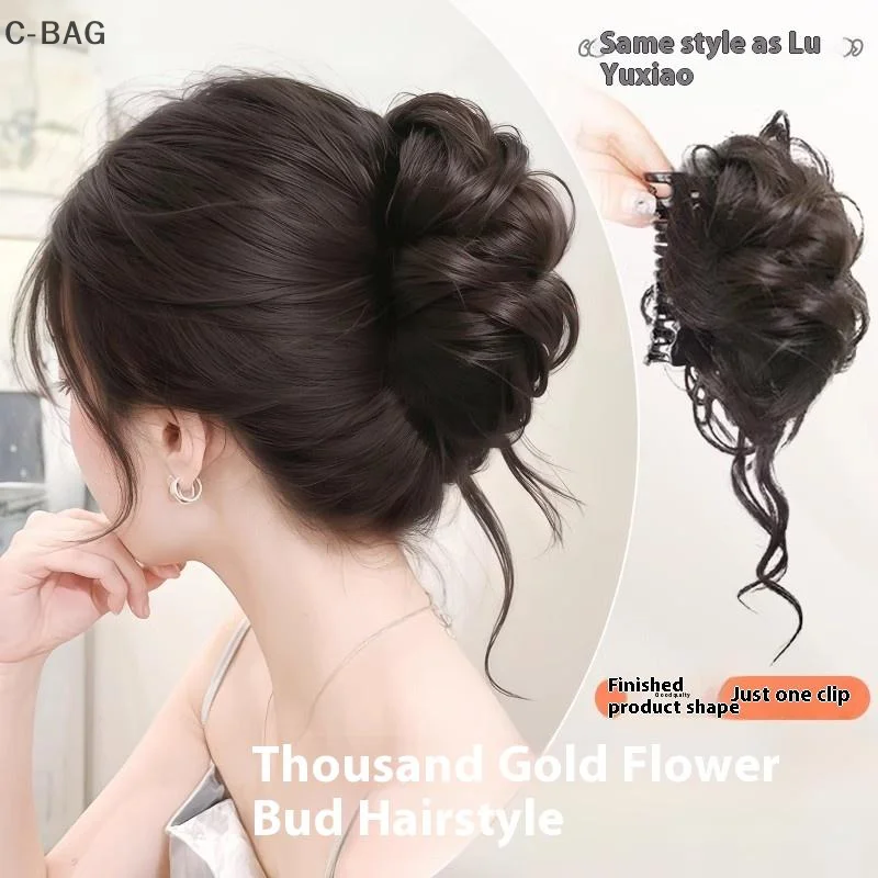 Articolo per capelli imitazione chignon arruffato Estensione clip per artiglio Scrunchie-like Lethargic Bloom Bun Coda di cavallo arricciata