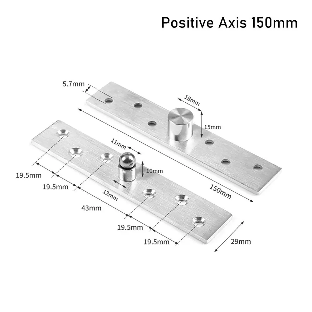 Stainless Steel Door Pivot Hinge 360 Degree Rotation 75mm-150mm Location Shaft Heavy Duty Up and Down