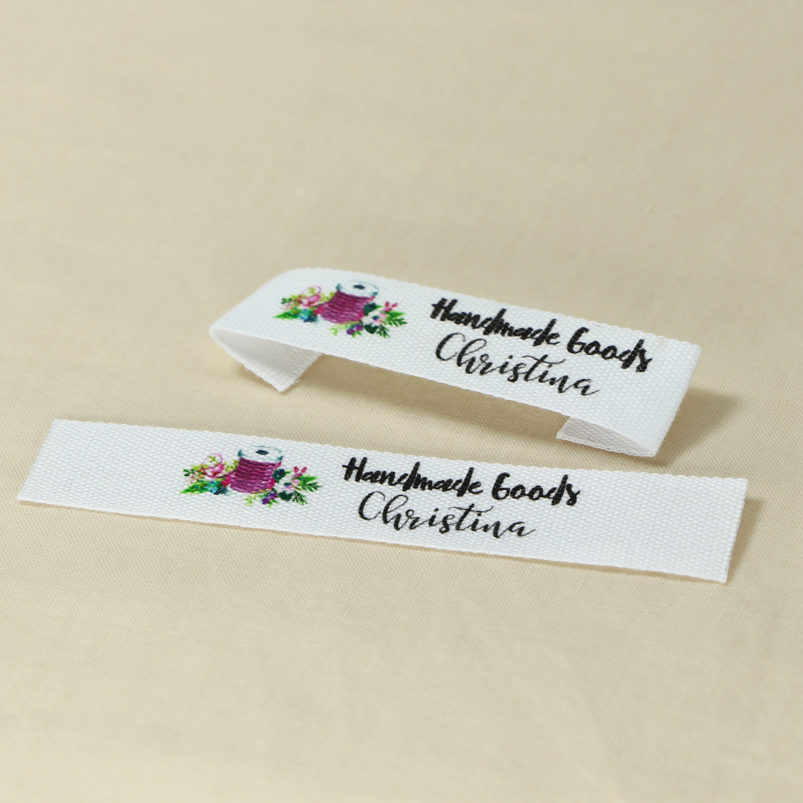 Custom Clothing Labels - Personalized Brand , Organic Cotton Ribbon Labels , Logo or Text,  Sewing Labels (FR172)