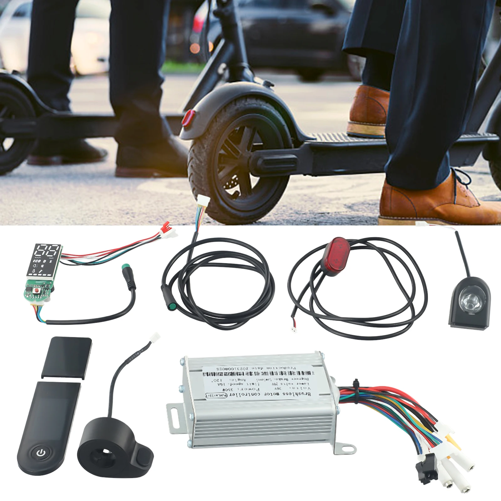 

36V 350W E-Scooter Throttle Headlights Taillights Handbrake Kickscooter Accessories Electric Scooter Controller Accelerator Kit