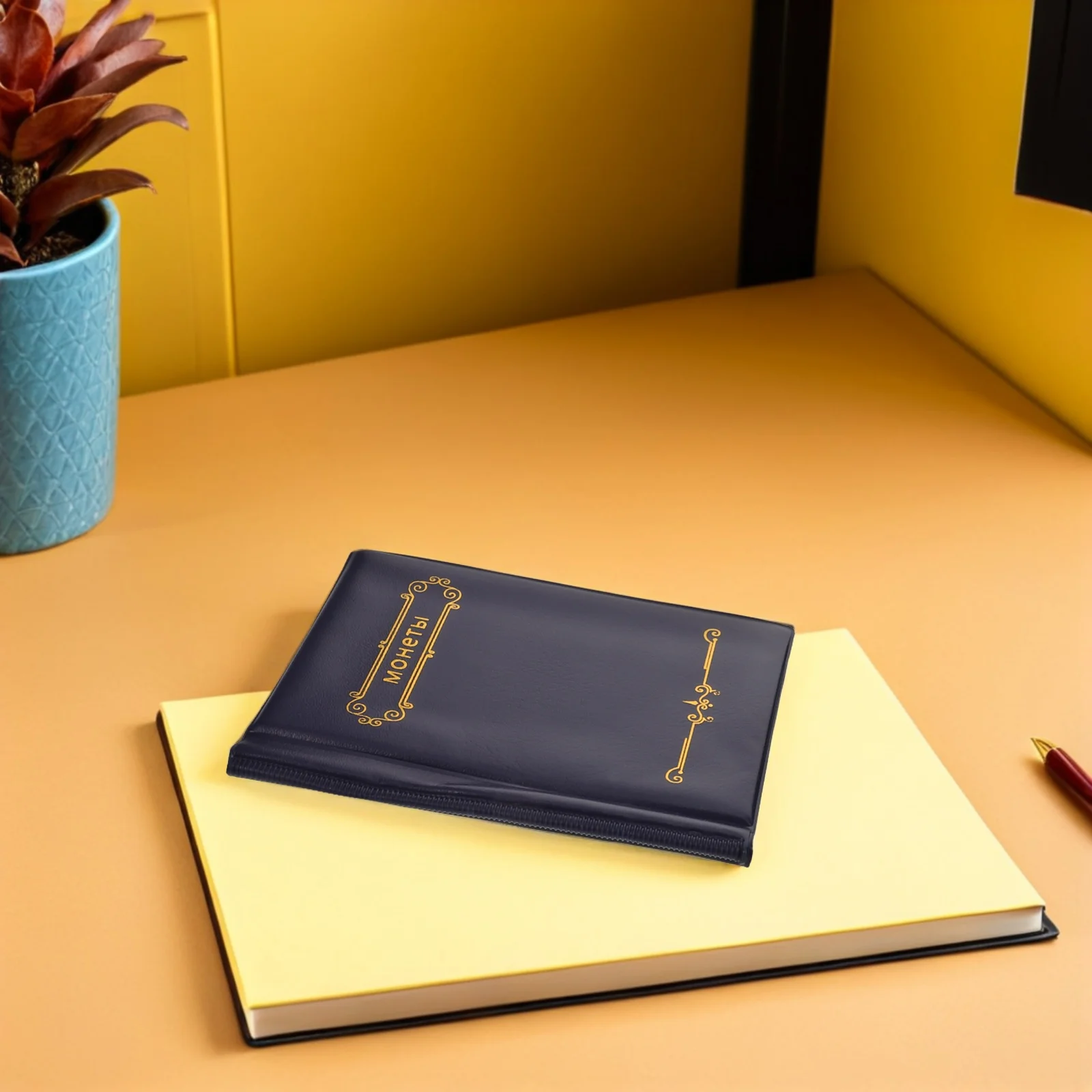 Álbum de armazenamento de moedas, 2 peças, 120 bolsos, livro, caixa de pvc pu para moedas de cobre, organizador de coleção, suporte de exibição, presente