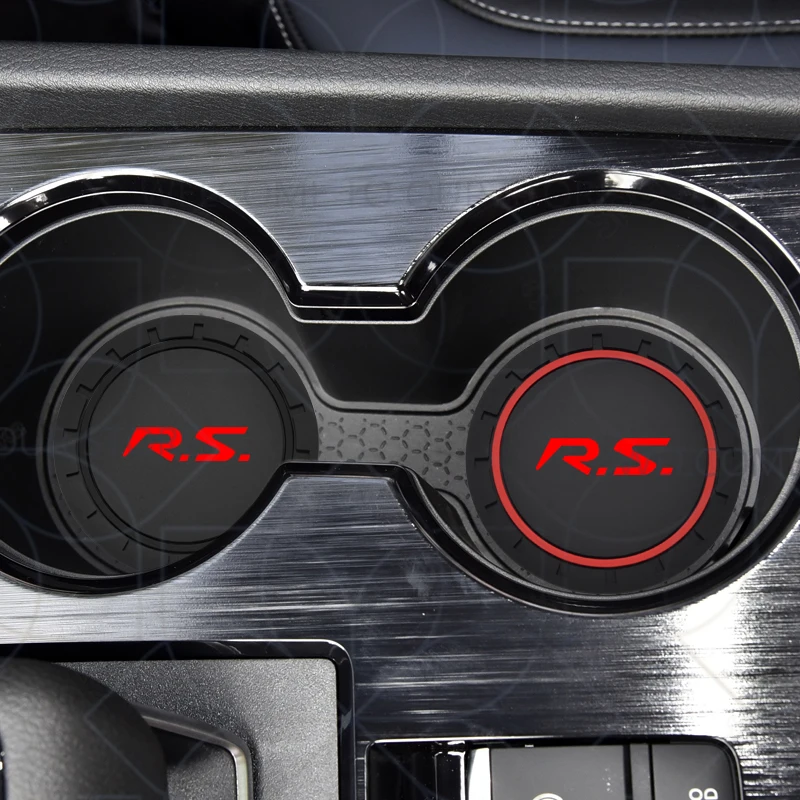 2pcs RS Sport Logo For Rafale Megane Kadjar Arkana Clio Car Badge Water Cup Holder Anti-slip Pad Mat Bottle Slot Coaster Styling view 3