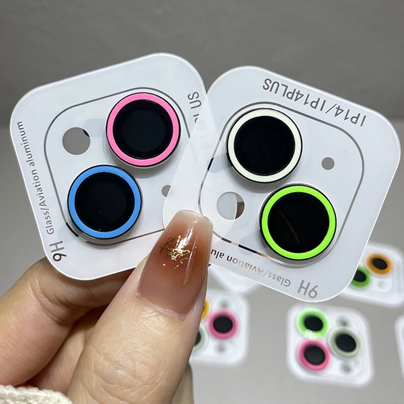 2-3PCS Luminous Camera Lens Protector Glass For IPhone 16 Pro Max 16Plus Len Film Ring Glass Anti-Scratch Glowing Protective Cap