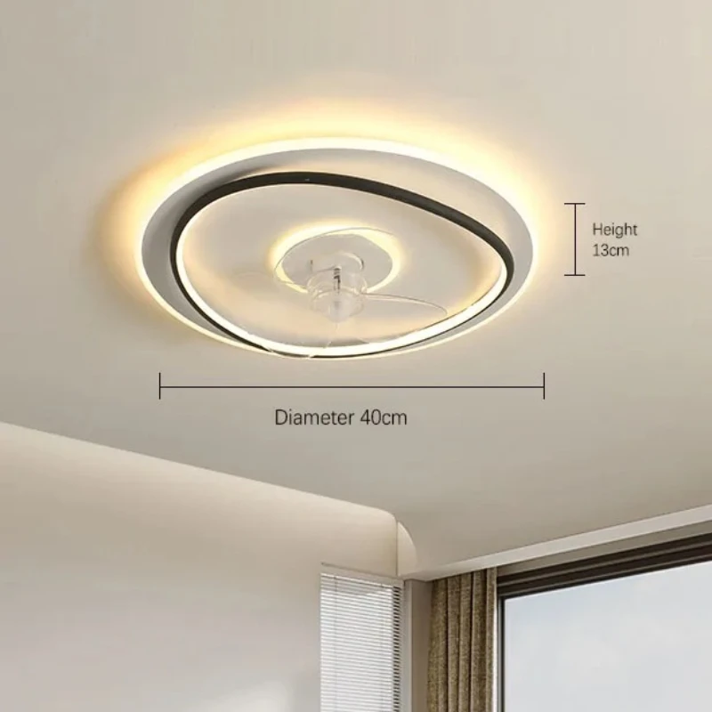 Nordic LED Ceiling Fan Light Living Room Apartment Homestay Bedroom Remote Unlimited Dimming 6-speed Household Lighting Fixtures