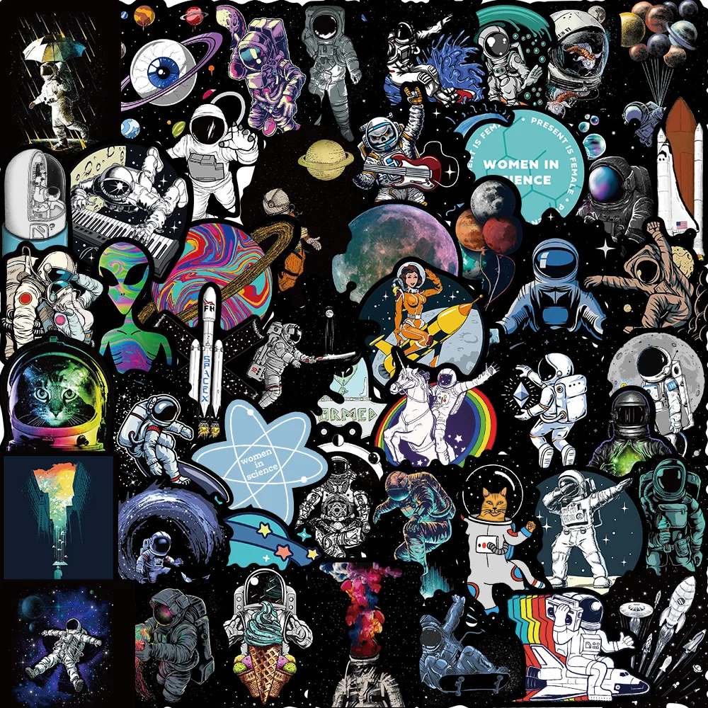 10/30/50PCS New Fashion Space Astronaut Sticker Pack Skateboard Decoration DIY Mobile Phone Computer Luggage PVC Decal Wholesale