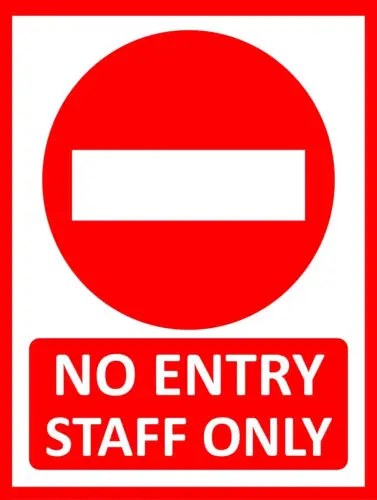 Warning No Entry Staff Only metal wall sign workplace man cave garage 20x15cm