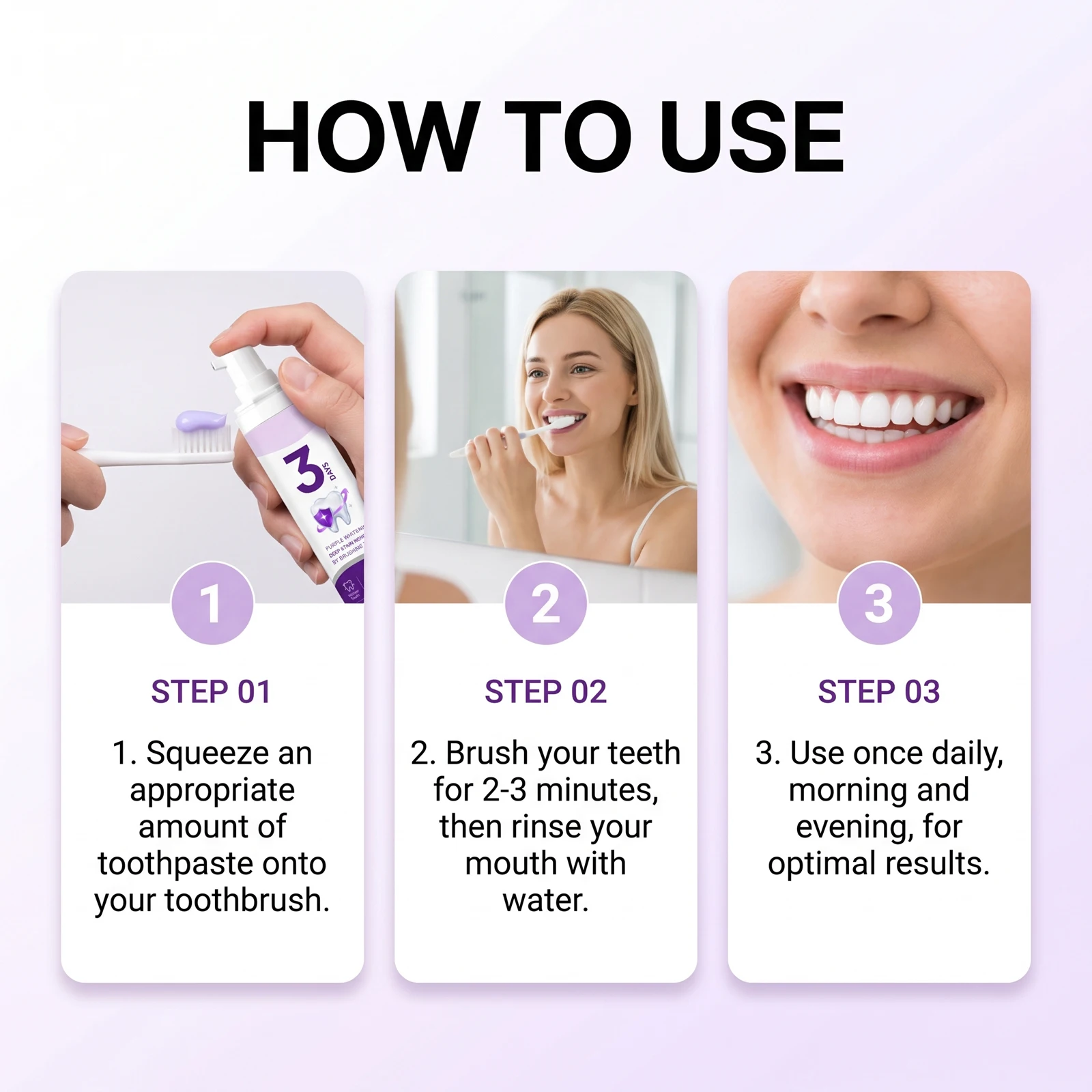 Oralhoe Purple Toothpaste Deep Cleans Yellow Stains Remove Dental Plaques Long Lasting Fresh Breath Whitening Teeth Protect Gums