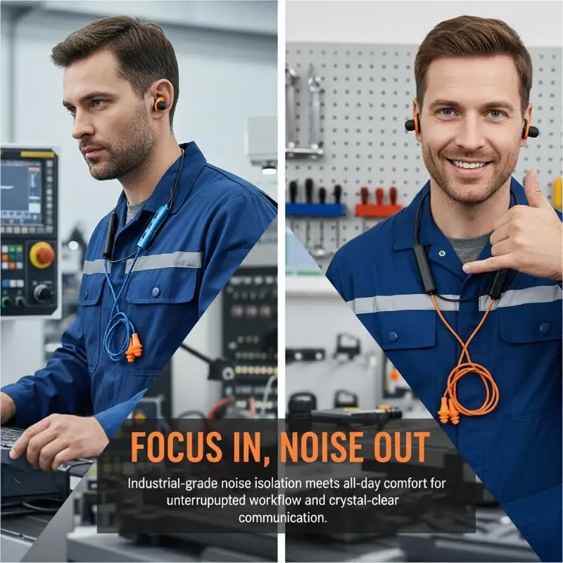 Noise Suppression Hearing Protection Headset for Work, Safety Earbuds for Construction Sites, Noisy Places