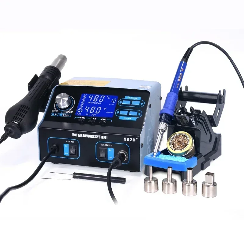 

Upgrade Electric 992D+ Intelligent LCD Hot Air Gun Soldering Station Two-in-one Tin Electric Soldering Iron Digital Display Cons