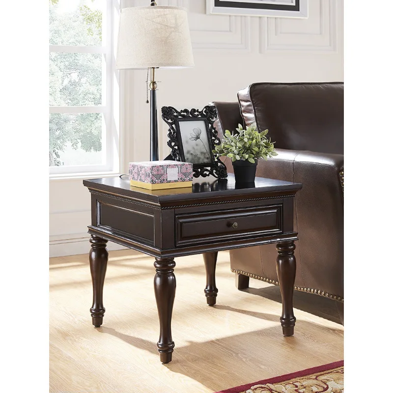 American country solid wood living room sofa square side corner small coffee table apartment square side cabinet phone table