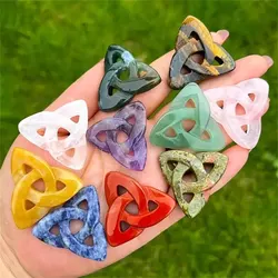 Natural Stone Lrish Knot Healing Cavring Tumble Ornament 1 Inch