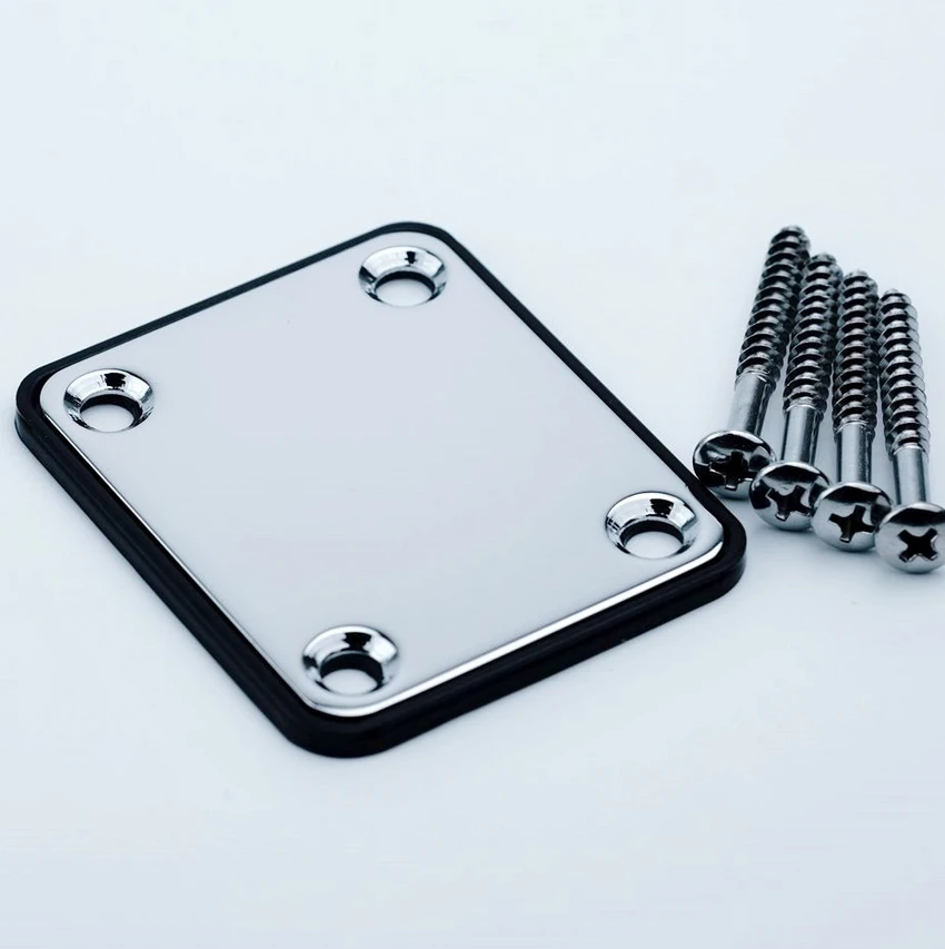 Guyker Guitar Neck Plate 4-Bolt Iron Electric Guitar Bass Neck Joint Plate with Plastic Back Plate