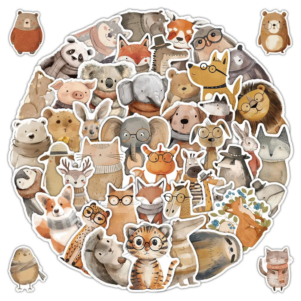 52 Pcs Hand-Drawn Animal Stickers - Cute Sketch Style Decals for Laptop, Phone Case & DIY Decoration Giajar Sticker Store