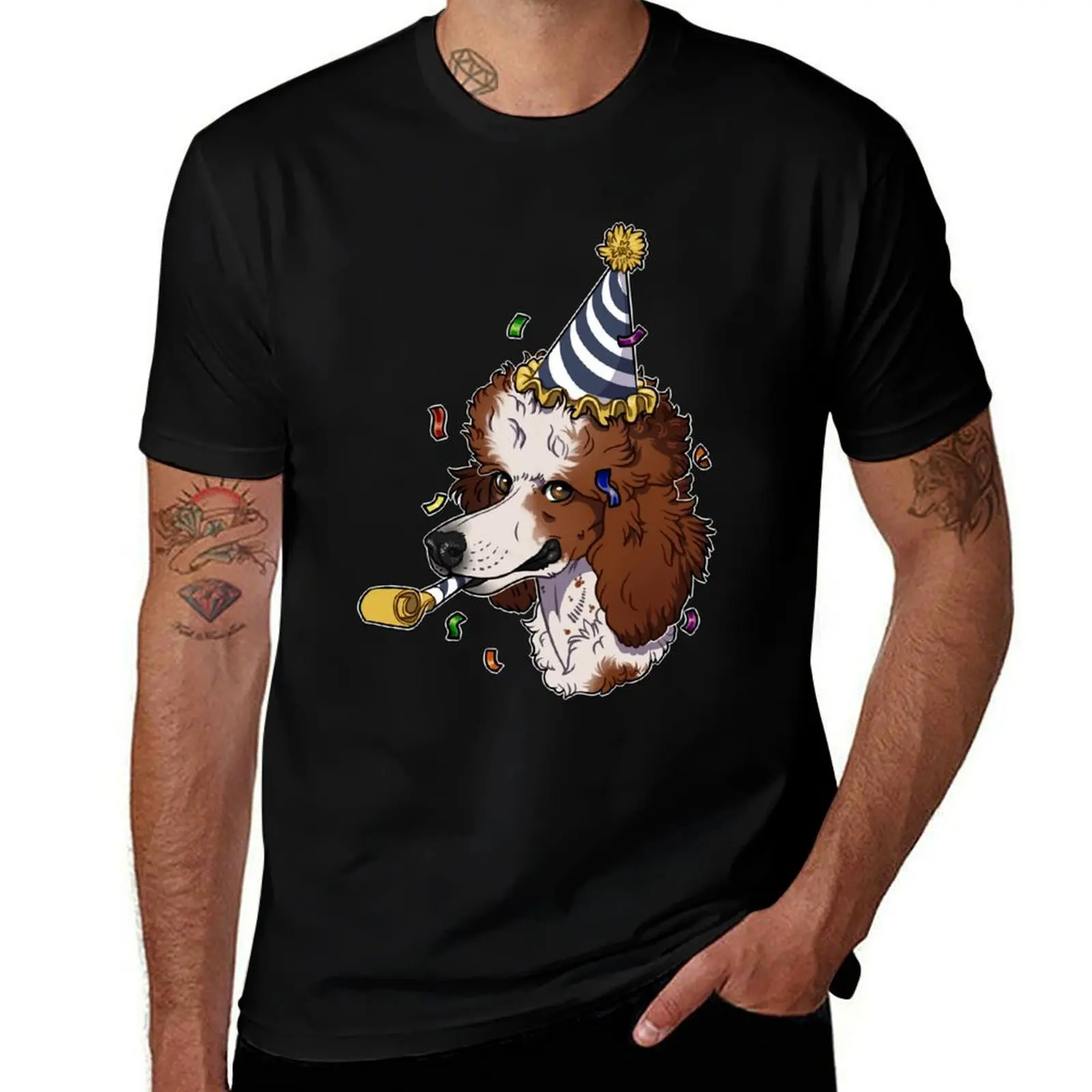 

Red Parti Poodle T-Shirt man t shirts cotton t shirt men 100% cotton luxury brand T-Shirt