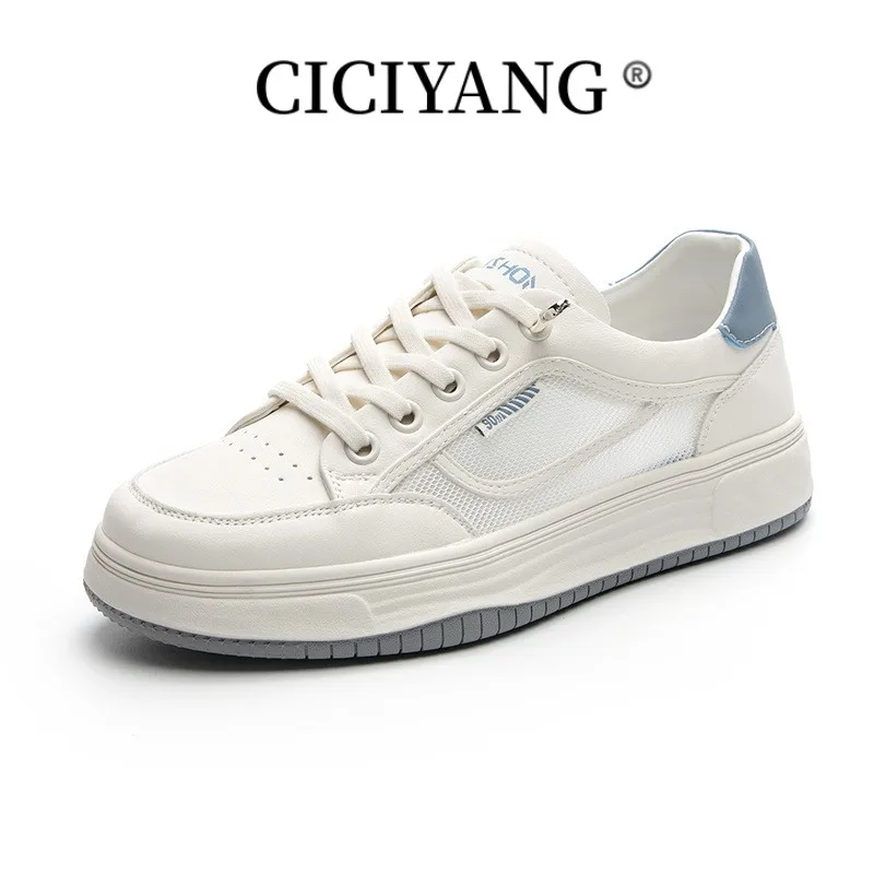 

CICIYANG Genuine Leather Small White Shoes Women's Spring Sneakers Summer New Ladies Soft Sole Mesh Casual Sports Platform Shoes