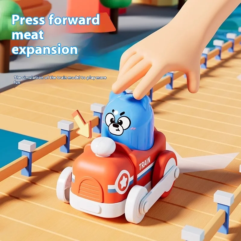 Puzzle Fun Children Press Inertia Cartoon Train Squad Power Toy Press Stretch Exercise Grip Puzzle Toy Car