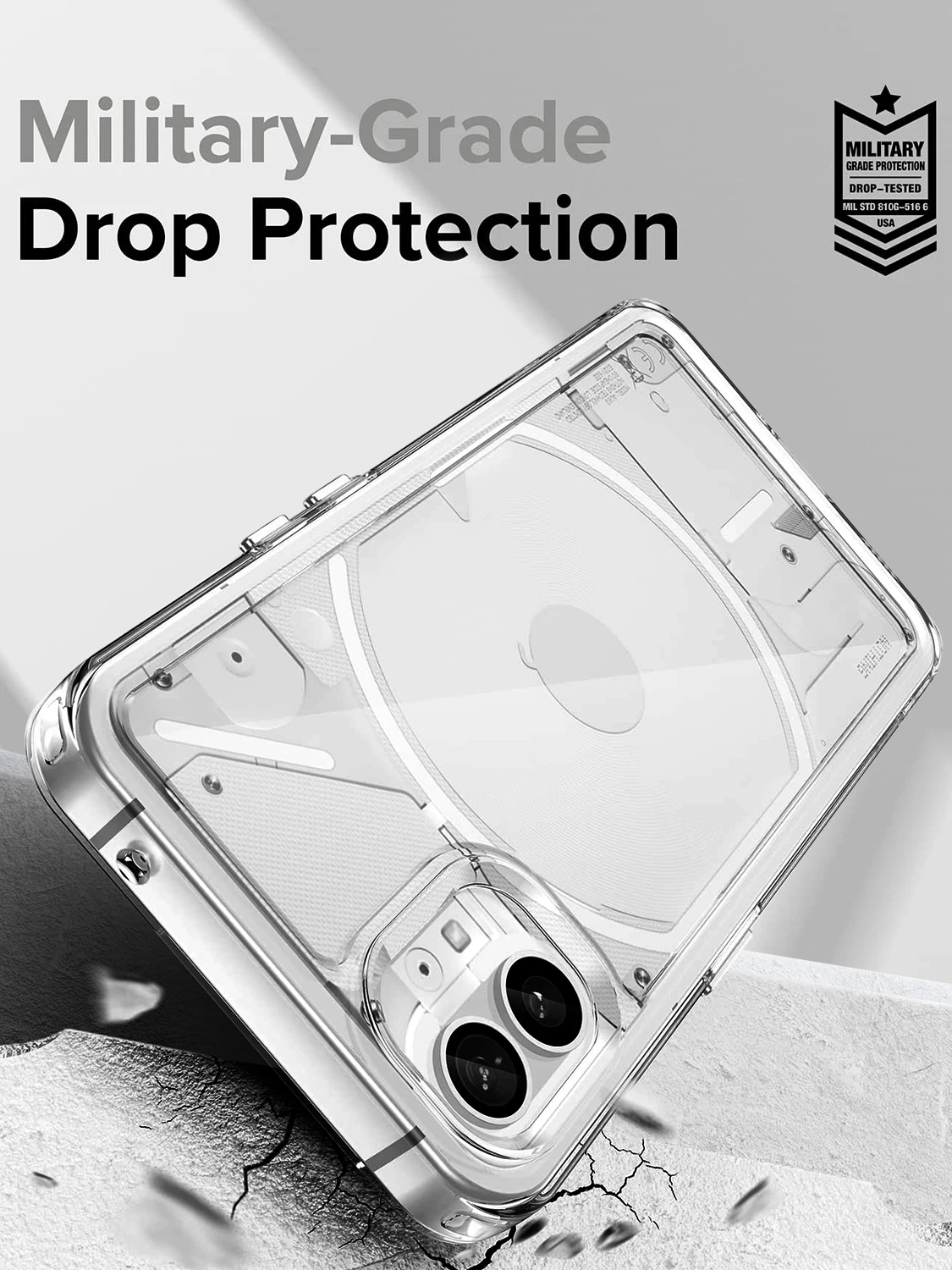 Luxury Transparent Phone Case For NOTHING PHONE 1 2 TPU Bumper anti-drop Metal Buttons Scratch proof hard back cover Clear case