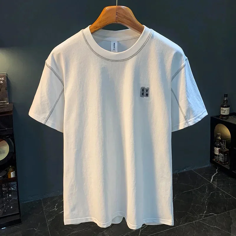 2026 Short sleeved Men's Summer Thin Style Minimally Printed High end T-shirt Large Loose Comfortable Trendy Top