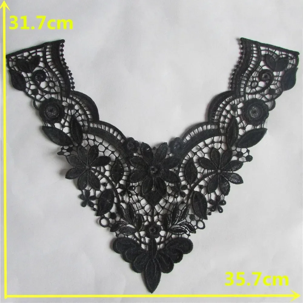 Black and white lace fake collar embroidery chest applique fabric sewing DIY craft supplies accessories 1 piece for sale