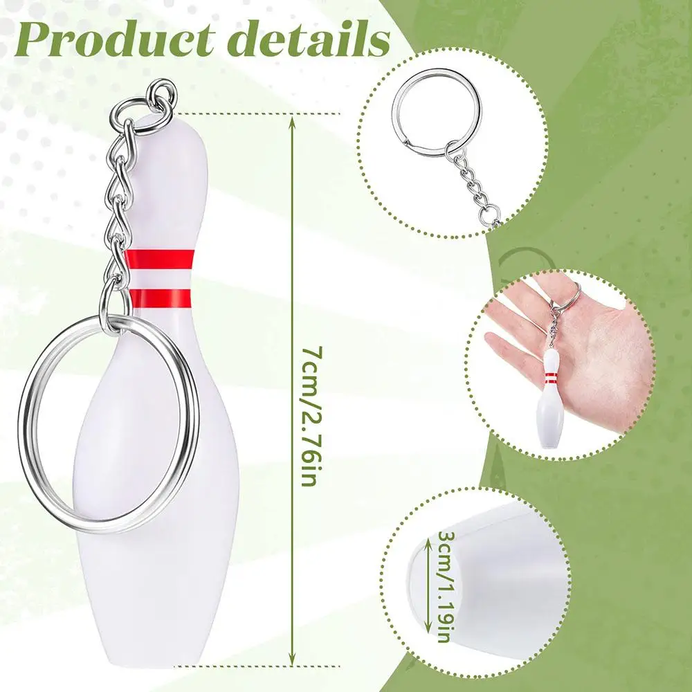 10-50pcs Bowling Pin Keychains for Kids Sport Keychain Backpack Keychains Bowling Party Favors for Team Sports Souvenir Victory