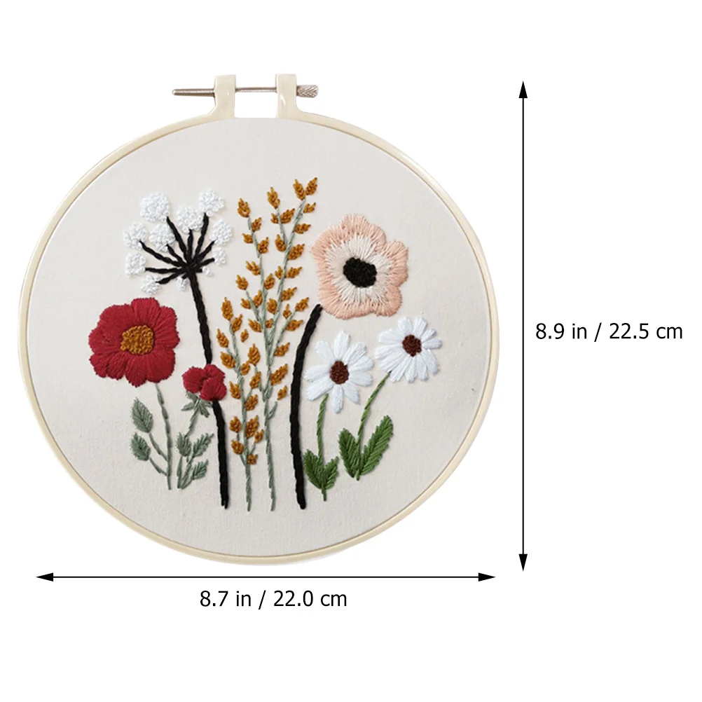 

1 Set Embroidery Material Kit Diy Art Craft Beginners Cross Stitch Practice Kit Floral Pattern Home Decor Gift Handicraft Sewing