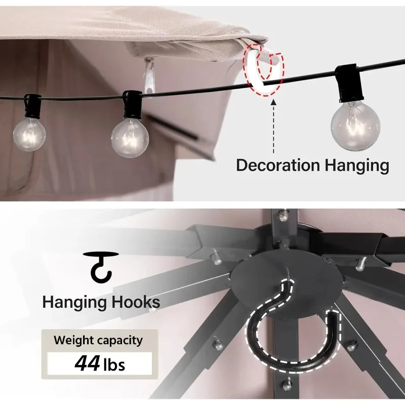شرفة فناء خارجية مقاس 10 × 13 بوصة مع مسامير توسيع، مأوى خيمة حفلات شرفات المراقبة شديدة التحمل مع أسطح مزدوجة، شبكات ناموسية