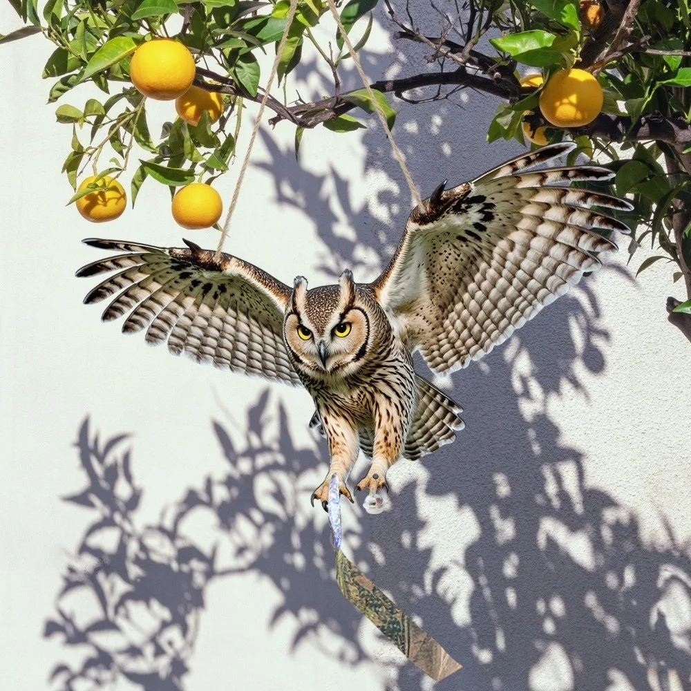 Waterproof Bird Scarer Pest Control Simulation Owl Bird Scare Pendant With Reflective With Bell Hanging Bird Repellent Courtyard - view 6